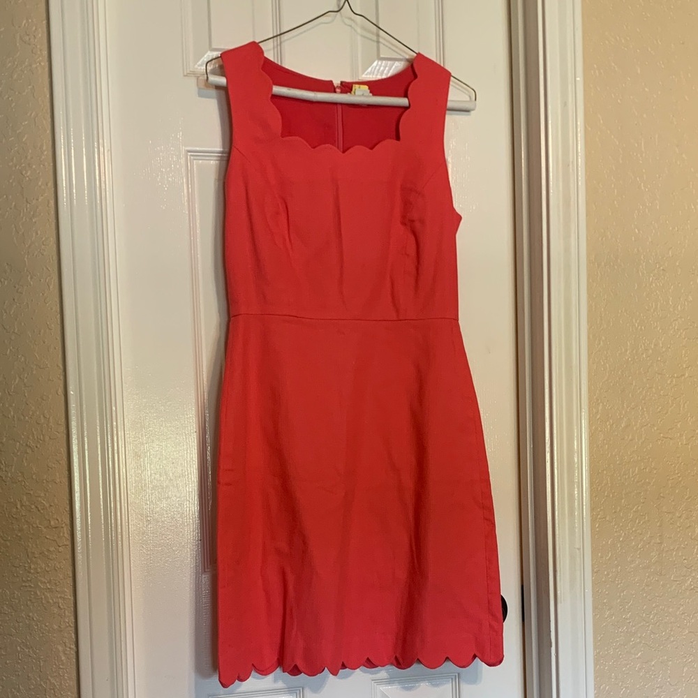 Sleeveless Scallop Hem Pink Dress